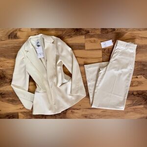 Zara Cream Satin Suit Set